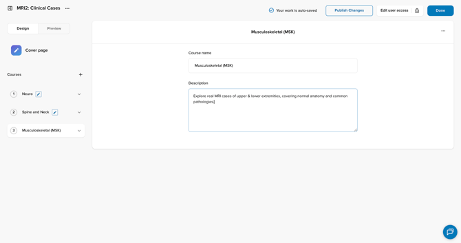New course with name
