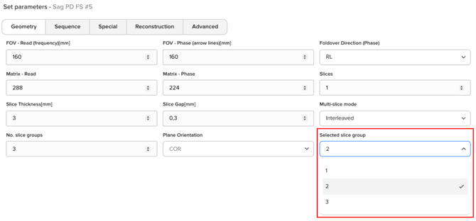 change selected slice group