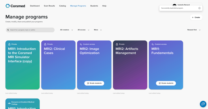 duplicated program youve created