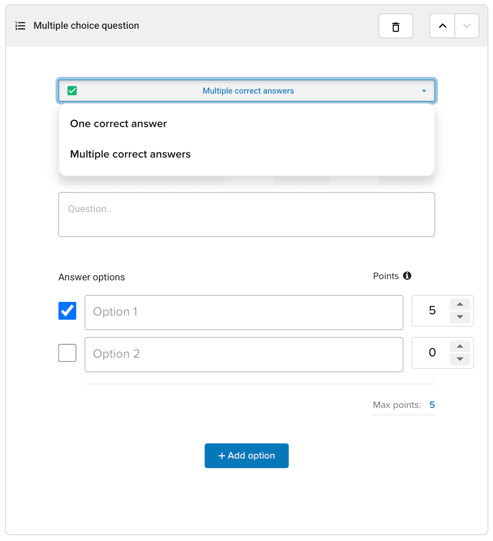 multichoice, dropdown menu